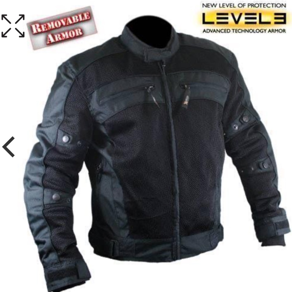 Level 3 Black Men's Protective Mesh Motorcycle Jacket